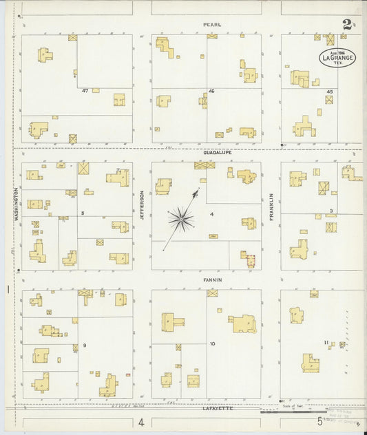 Sanborn Fire Insurance Map from La Grange, Fayette County, Texas (1906), Sheet #0002 - Historic Sanborn Fire Insurance Map Print, vintage old map wall art, antique decor, genealogy gift, Texas Texas map