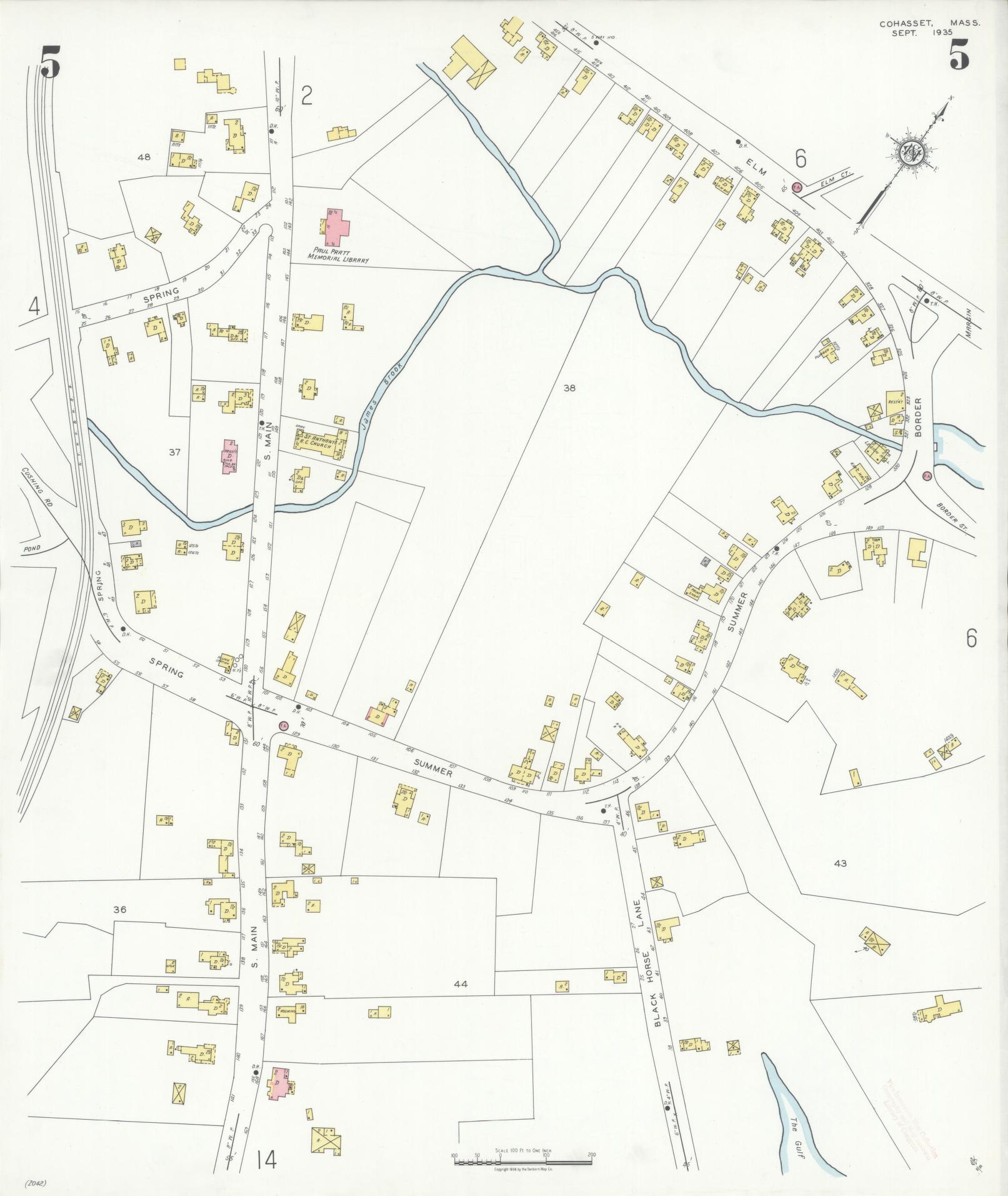 Sanborn Fire Insurance Map from Cohasset, Norfolk County, Massachusetts (1935), Sheet #0005 - Historic Sanborn Fire Insurance Map Print, vintage old map wall art, antique decor, genealogy gift, Massachusetts Massachusetts map