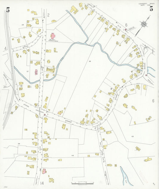 Sanborn Fire Insurance Map from Cohasset, Norfolk County, Massachusetts (1935), Sheet #0005 - Historic Sanborn Fire Insurance Map Print, vintage old map wall art, antique decor, genealogy gift, Massachusetts Massachusetts map