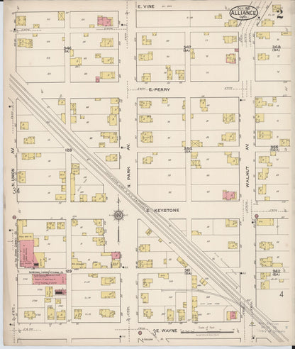 Sanborn Fire Insurance Map from Alliance, Stark County, Ohio (1921), Sheet #0002 - Historic Sanborn Fire Insurance Map Print, vintage old map wall art, antique decor, genealogy gift, Ohio Ohio map