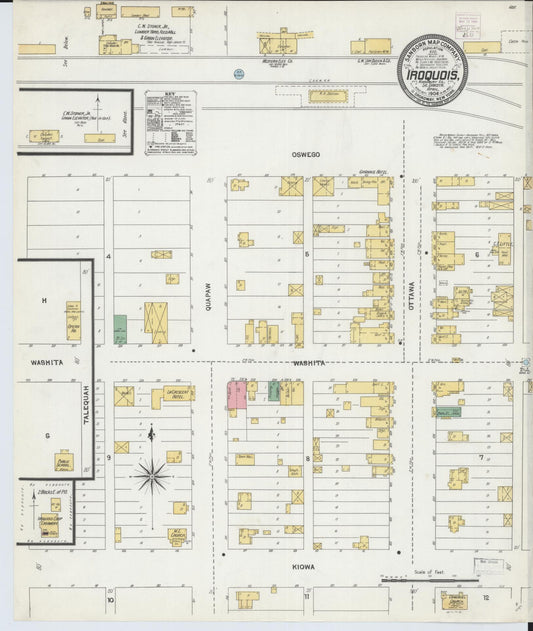 Sanborn Fire Insurance Map from Iroquois, Kingsbury County, South Dakota (1904), Sheet #0001 - Historic Sanborn Fire Insurance Map Print, vintage old map wall art, antique decor, genealogy gift, South Dakota South Dakota map