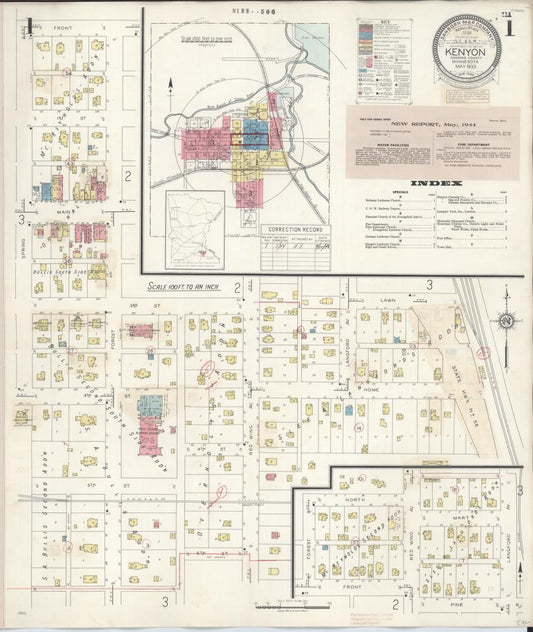 Sanborn Fire Insurance Map from Kenyon, Goodhue County, Minnesota. (1944) – Map View