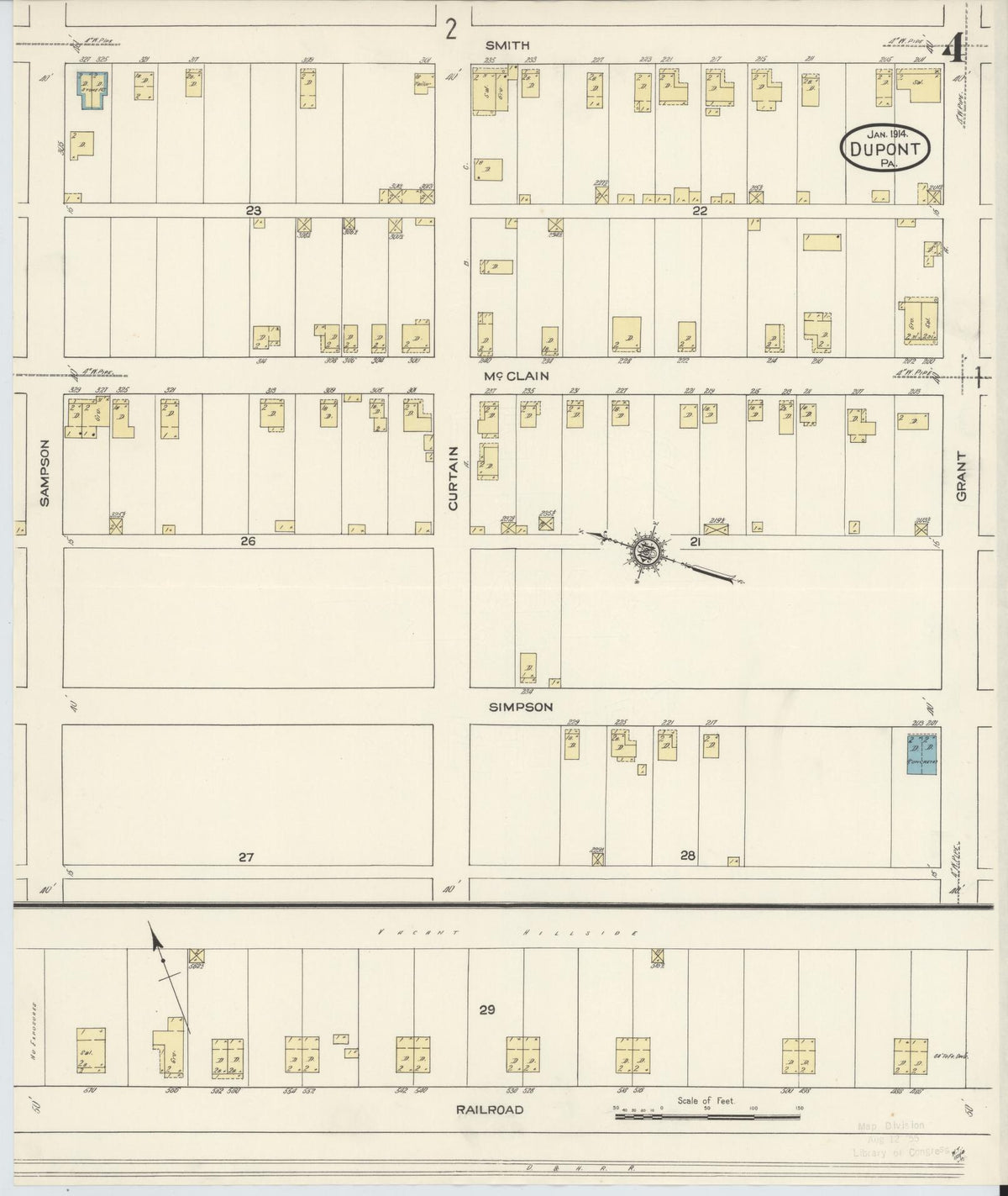 Sanborn Fire Insurance Map from Dupont, Luzerne County, Pennsylvania (1914), Sheet #0004 - Complete Map Set gallery image, historic Sanborn map, vintage wall art, Pennsylvania Pennsylvania