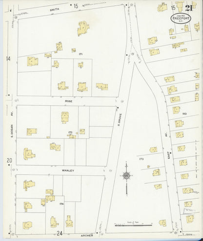 Sanborn Fire Insurance Map from Freeport, Nassau County, New York (1910), Sheet #0021 - Complete Map Set gallery image, historic Sanborn map, vintage wall art, New York New York