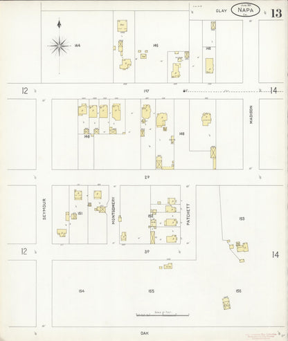 Sanborn Fire Insurance Map from Napa, Napa County, California (1901), Sheet #0013 - Complete Map Set gallery image, historic Sanborn map, vintage wall art, California California