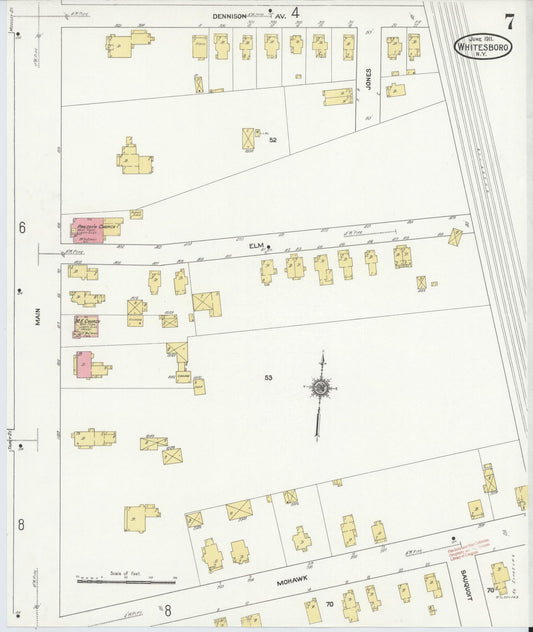 Sanborn Fire Insurance Map from Whitesboro, Oneida County, New York (1911), Sheet #0007 - Historic Sanborn Fire Insurance Map Print, vintage old map wall art, antique decor, genealogy gift, New York New York map