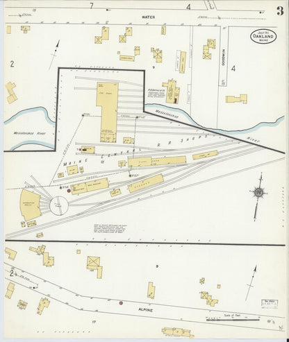 Sanborn Fire Insurance Map from Oakland, Kennebec County, Maine (1911), Sheet #0003 - Complete Map Set gallery image, historic Sanborn map, vintage wall art, Maine Maine