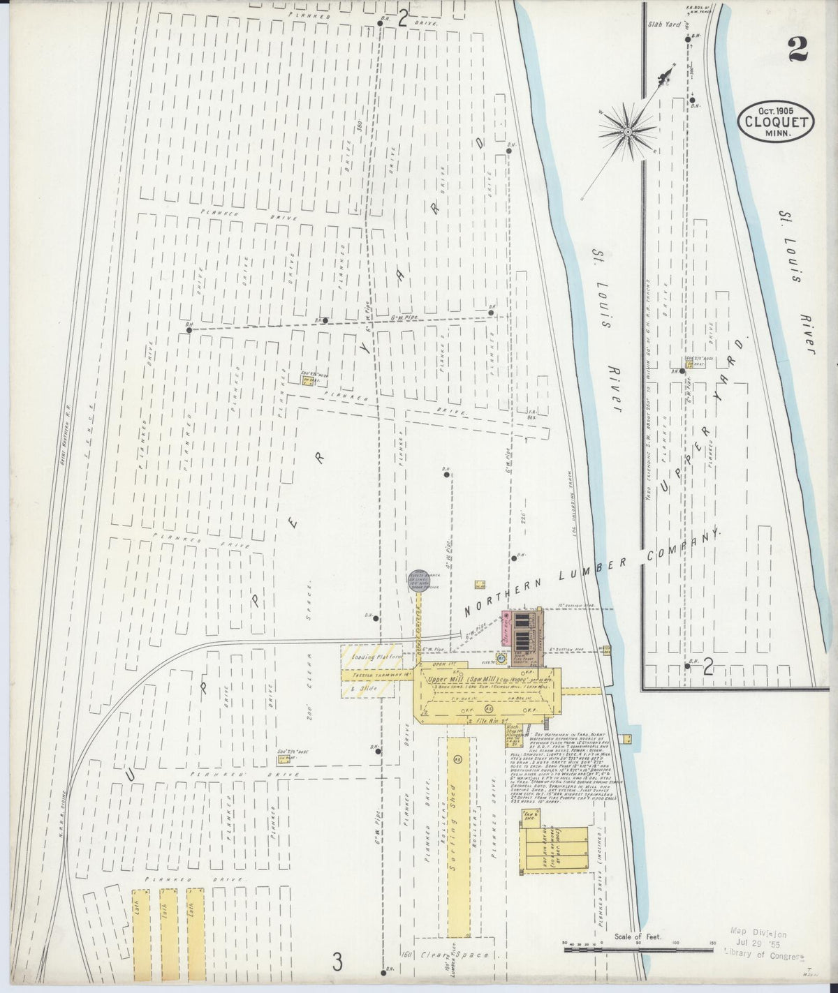 Sanborn Fire Insurance Map from Cloquet, Carlton County, Minnesota (1905), Sheet #0002 - Complete Map Set gallery image, historic Sanborn map, vintage wall art, Minnesota Minnesota