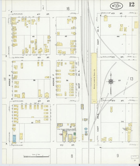 Sanborn Fire Insurance Map from Miami, Dade County, Florida (1910), Sheet #0012 - Historic Sanborn Fire Insurance Map Print, vintage old map wall art, antique decor, genealogy gift, Florida Florida map