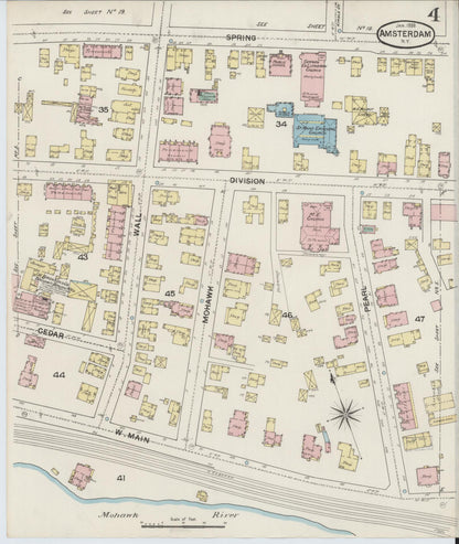 Sanborn Fire Insurance Map from Amsterdam, Montgomery County, New York (1888), Sheet #0004 - Complete Map Set gallery image, historic Sanborn map, vintage wall art, New York New York