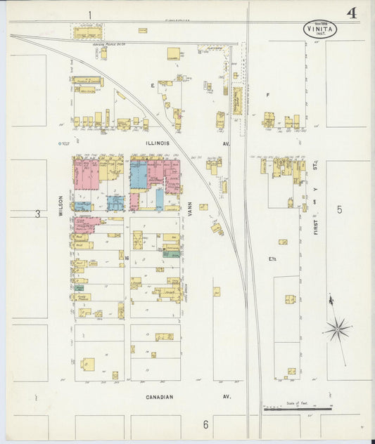 Sanborn Fire Insurance Map from Vinita, Craig County, Oklahoma (1898), Sheet #0004 - Historic Sanborn Fire Insurance Map Print, vintage old map wall art, antique decor, genealogy gift, Oklahoma Oklahoma map