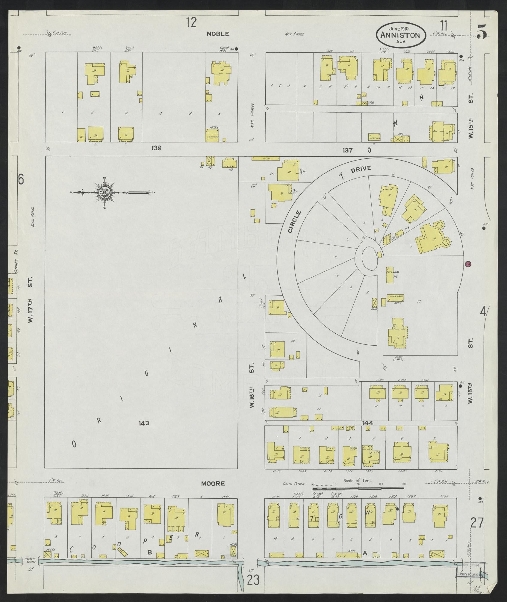 Sanborn Fire Insurance Map from Anniston, Calhoun County, Alabama (1910), Sheet #0005 - Complete Map Set gallery image, historic Sanborn map, vintage wall art, Alabama Alabama