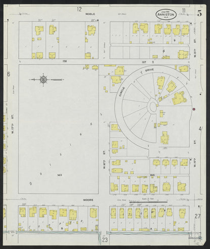 Sanborn Fire Insurance Map from Anniston, Calhoun County, Alabama (1910), Sheet #0005 - Complete Map Set gallery image, historic Sanborn map, vintage wall art, Alabama Alabama