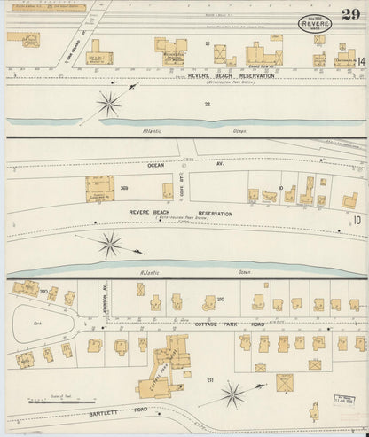 Sanborn Fire Insurance Map from Revere, Suffolk County, Massachusetts (1900), Sheet #0029 - Historic Sanborn Fire Insurance Map Print, vintage old map wall art, antique decor, genealogy gift, Massachusetts Massachusetts map