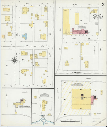Sanborn Fire Insurance Map from Luling, Caldwell County, Texas (1902), Sheet #0003 - Historic Sanborn Fire Insurance Map Print, vintage old map wall art, antique decor, genealogy gift, Texas Texas map