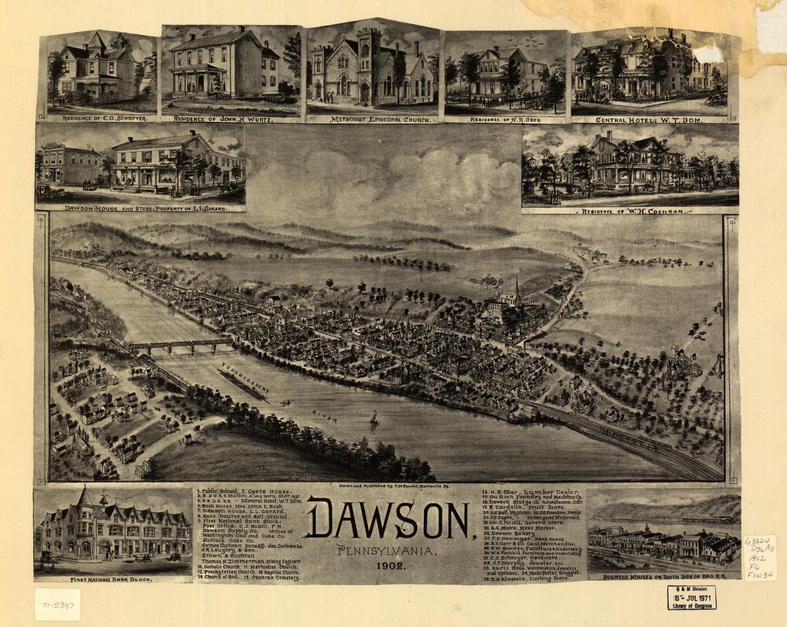 Dawson, Pennsylvania 1902 (1902) – Historic Bird’s-Eye View Panorama Print