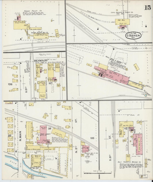 Sanborn Fire Insurance Map from Goshen, Elkhart County, Indiana (1892), Sheet #0015 - Historic Sanborn Fire Insurance Map Print, vintage old map wall art, antique decor, genealogy gift, Indiana Indiana map