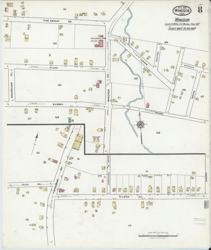 Sanborn Fire Insurance Map from Windsor, Hartford County, Connecticut (1921), Sheet #0008 - Complete Map Set gallery image, historic Sanborn map, vintage wall art, Connecticut Connecticut