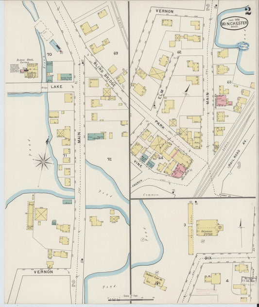 Sanborn Fire Insurance Map from Winchester, Middlesex County, Massachusetts (1894), Sheet #0002 - Historic Sanborn Fire Insurance Map Print, vintage old map wall art, antique decor, genealogy gift, Massachusetts Massachusetts map