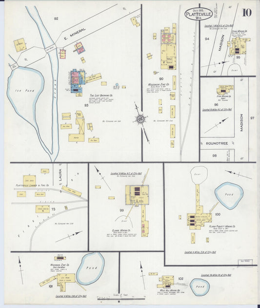 Sanborn Fire Insurance Map from Platteville, Grant County, Wisconsin (1915), Sheet #0010 - Historic Sanborn Fire Insurance Map Print, vintage old map wall art, antique decor, genealogy gift, Wisconsin Wisconsin map