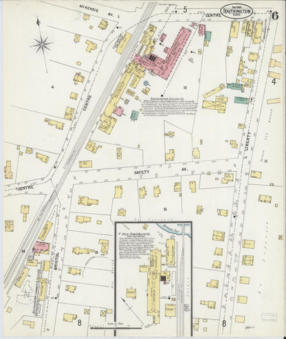 Sanborn Fire Insurance Map from Southington, Hartford County, Connecticut (1901), Sheet #0006 - Complete Map Set gallery image, historic Sanborn map, vintage wall art, Connecticut Connecticut