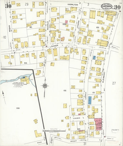 Sanborn Fire Insurance Map from Gardner, Worcester County, Massachusetts (1923), Sheet #0030 - Complete Map Set gallery image, historic Sanborn map, vintage wall art, Massachusetts Massachusetts