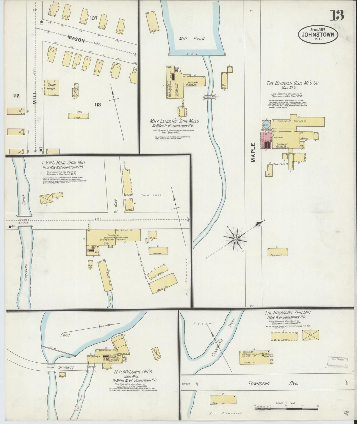 Sanborn Fire Insurance Map from Johnstown, Fulton County, New York (1897), Sheet #0013 - Complete Map Set gallery image, historic Sanborn map, vintage wall art, New York New York