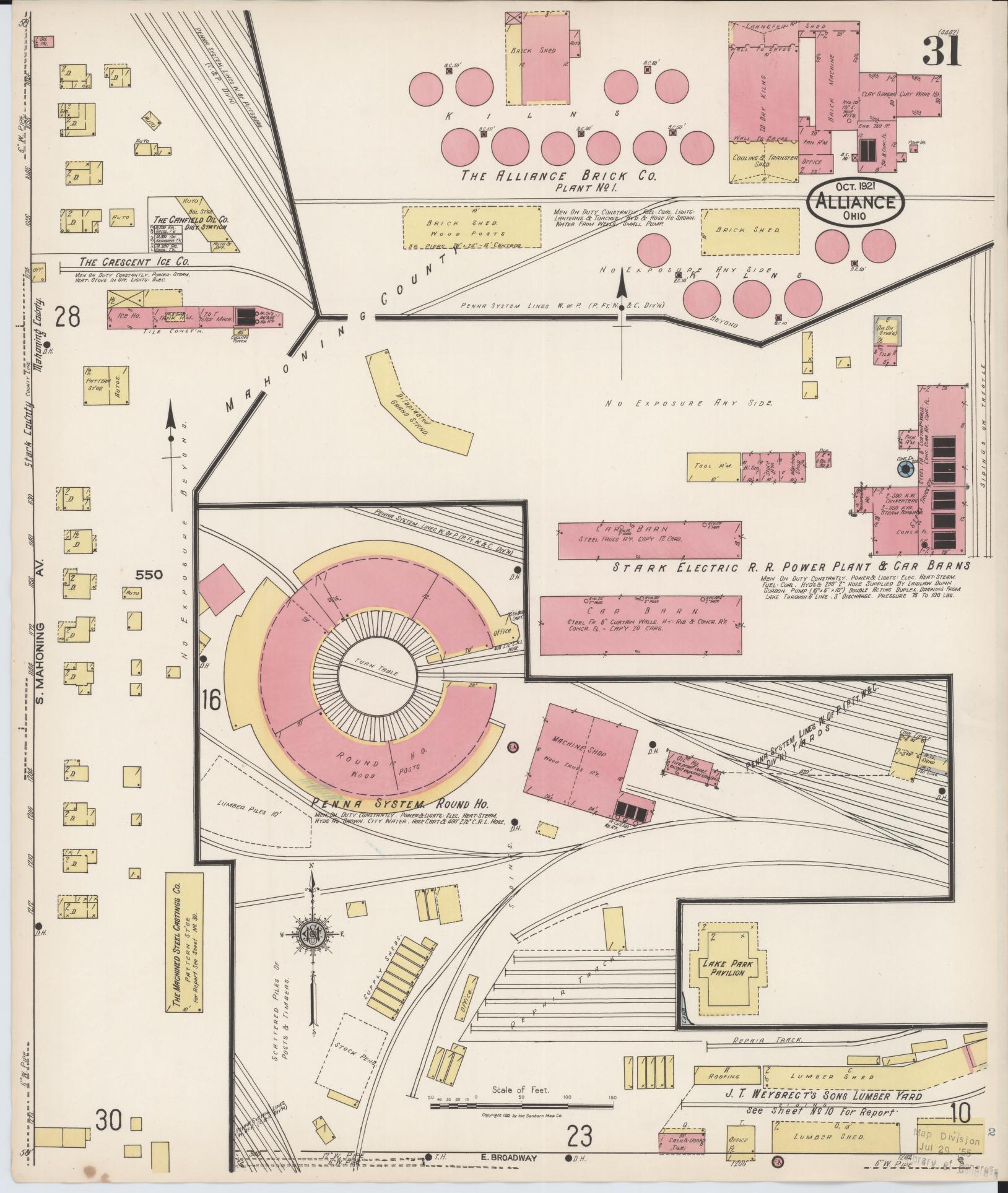 Sanborn Fire Insurance Map from Alliance, Stark County, Ohio (1921), Sheet #0031 - Complete Map Set gallery image, historic Sanborn map, vintage wall art, Ohio Ohio