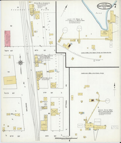 Sanborn Fire Insurance Map from Baxter Springs, Cherokee County, Kansas (1918), Sheet #0007 - Complete Map Set gallery image, historic Sanborn map, vintage wall art, Kansas Kansas