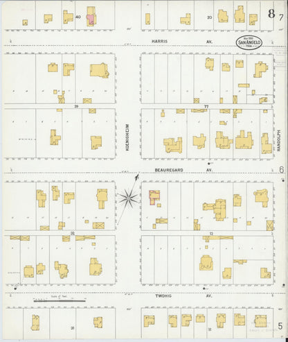 Sanborn Fire Insurance Map from San Angelo, Tom Green County, Texas (1900), Sheet #0008 - Complete Map Set gallery image, historic Sanborn map, vintage wall art, Texas Texas