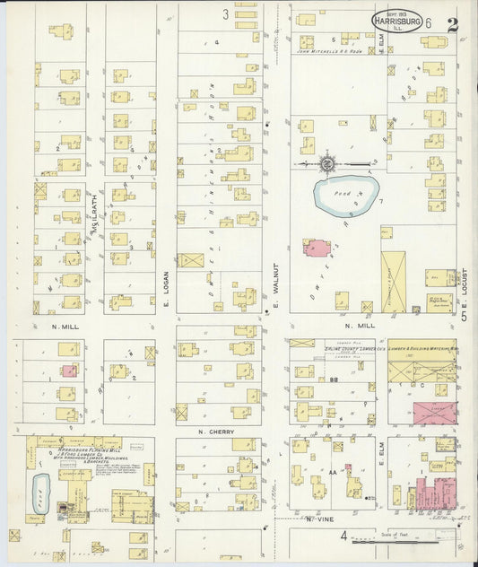 Sanborn Fire Insurance Map from Harrisburg, Saline County, Illinois (1913), Sheet #0002 - Historic Sanborn Fire Insurance Map Print, vintage old map wall art, antique decor, genealogy gift, Illinois Illinois map