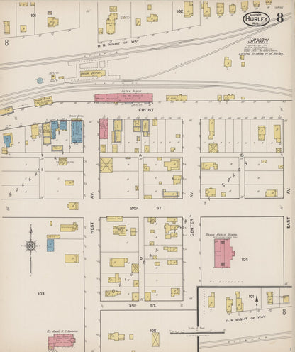 Sanborn Fire Insurance Map from Hurley, Iron County, Wisconsin (1922), Sheet #0008 - Historic Sanborn Fire Insurance Map Print, vintage old map wall art, antique decor, genealogy gift, Wisconsin Wisconsin map