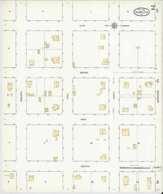 Sanborn Fire Insurance Map from Henrietta, Clay County, Texas (1912), Sheet #0002 - Historic Sanborn Fire Insurance Map Print, vintage old map wall art, antique decor, genealogy gift, Texas Texas map