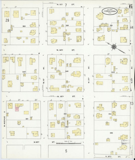 Sanborn Fire Insurance Map from Corsicana, Navarro County, Texas (1910), Sheet #0006 - Historic Sanborn Fire Insurance Map Print, vintage old map wall art, antique decor, genealogy gift, Texas Texas map