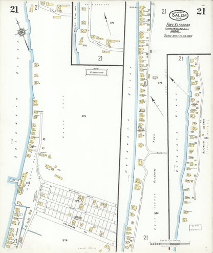 Sanborn Fire Insurance Map from Salem, Salem County, New Jersey (1923), Sheet #0021 - Historic Sanborn Fire Insurance Map Print, vintage old map wall art, antique decor, genealogy gift, New Jersey New Jersey map