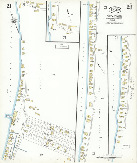 Sanborn Fire Insurance Map from Salem, Salem County, New Jersey (1923), Sheet #0021 - Historic Sanborn Fire Insurance Map Print, vintage old map wall art, antique decor, genealogy gift, New Jersey New Jersey map