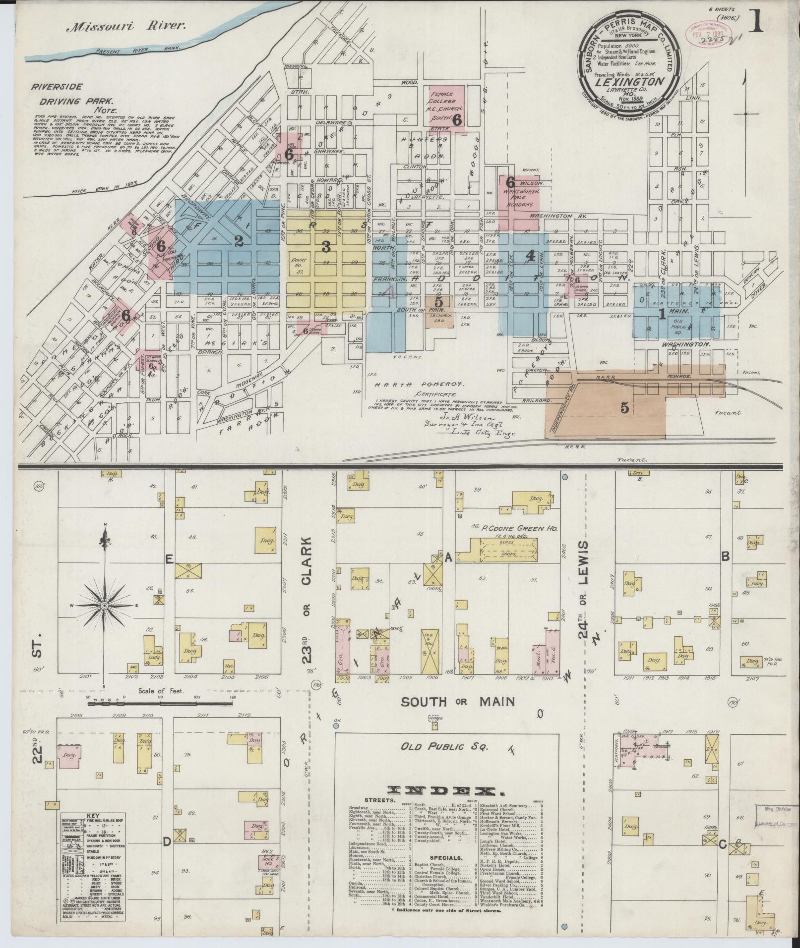 Sanborn Fire Insurance Map from Lexington, Lafayette County, Missouri. (1889) – Historic Sanborn Fire Insurance Map Print