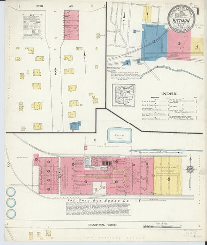 Sanborn Fire Insurance Map from Rittman, Wayne County, Ohio (1913), Sheet #0001 - Complete Map Set gallery image, historic Sanborn map, vintage wall art, Ohio Ohio