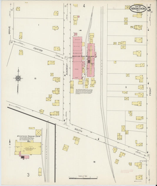 Sanborn Fire Insurance Map from Marathon, Cortland County, New York (1915), Sheet #0005 - Historic Sanborn Fire Insurance Map Print, vintage old map wall art, antique decor, genealogy gift, New York New York map