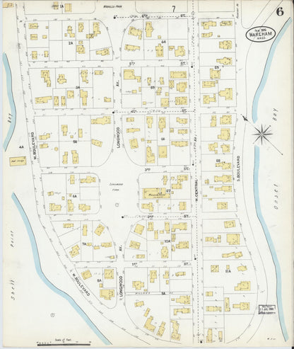 Sanborn Fire Insurance Map from Wareham, Plymouth County, Massachusetts (1906), Sheet #0006 - Complete Map Set gallery image, historic Sanborn map, vintage wall art, Massachusetts Massachusetts