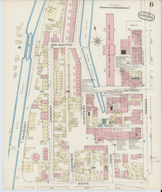 Sanborn Fire Insurance Map from Cohoes, Albany County, New York (1885), Sheet #0006 - Historic Sanborn Fire Insurance Map Print, vintage old map wall art, antique decor, genealogy gift, New York New York map