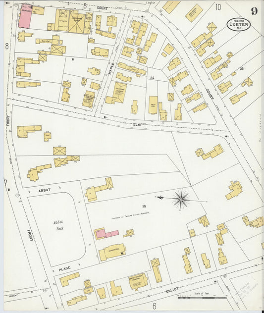 Sanborn Fire Insurance Map from Exeter, Rockingham  County, New Hampshire (1904), Sheet #0009 - Historic Sanborn Fire Insurance Map Print, vintage old map wall art, antique decor, genealogy gift, New Hampshire New Hampshire map