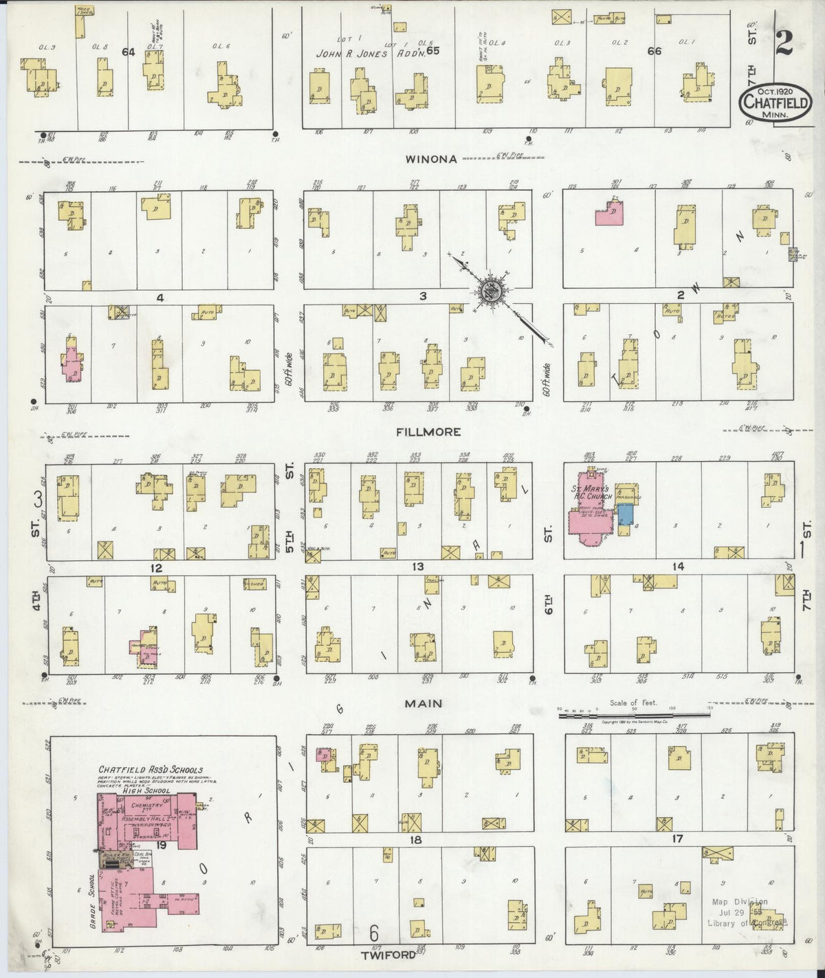 Sanborn Fire Insurance Map from Chatfield, Fillmore And Olmsted Counties, Minnesota (1920), Sheet #0002 - Complete Map Set gallery image, historic Sanborn map, vintage wall art, Minnesota Minnesota