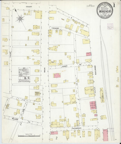 Sanborn Fire Insurance Map from Morehead, Rowan County, Kentucky (1908), Sheet #0001 - Complete Map Set gallery image, historic Sanborn map, vintage wall art, Kentucky Kentucky