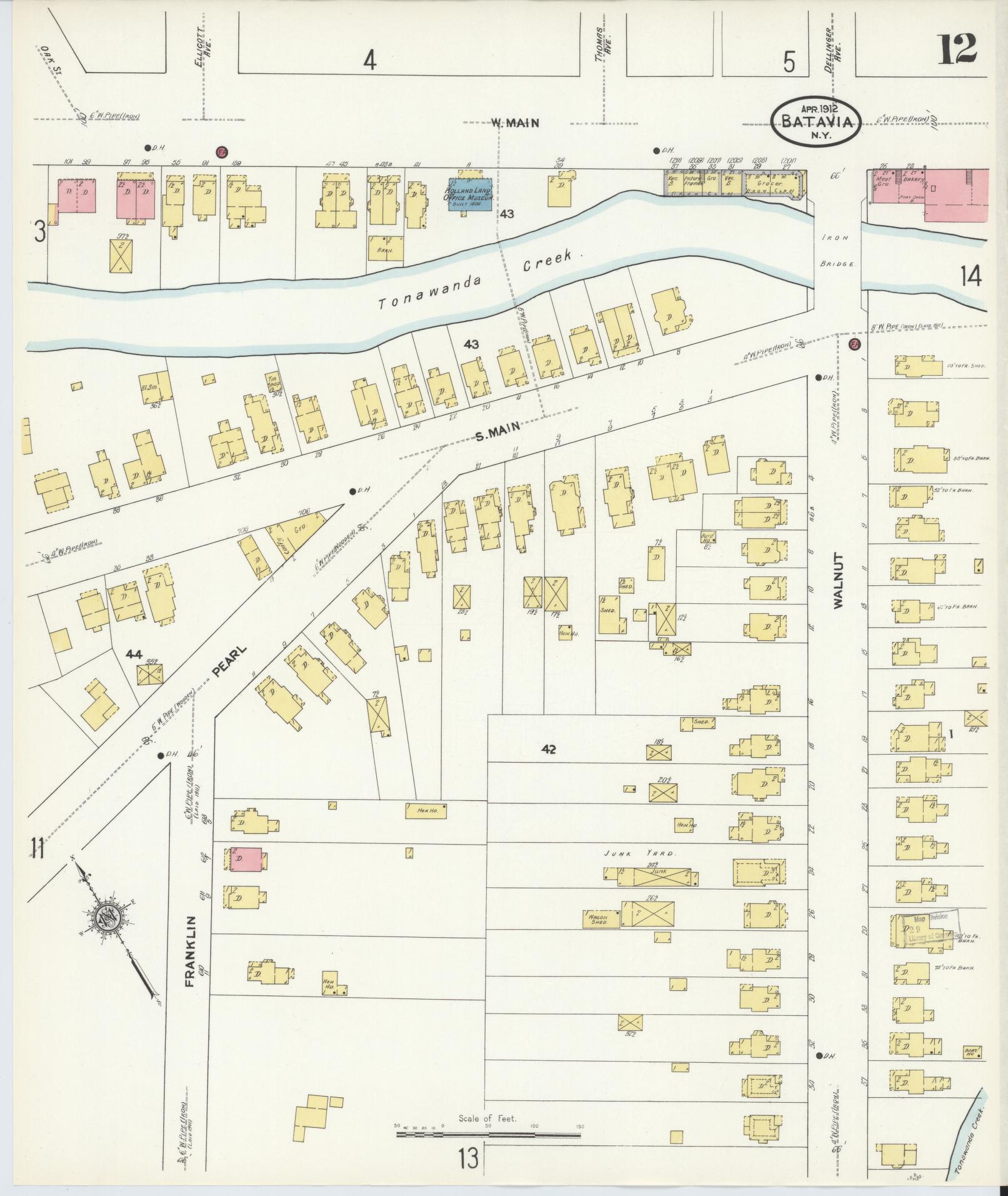 Sanborn Fire Insurance Map from Batavia, Genesee County, New York (1912), Sheet #0012 - Complete Map Set gallery image, historic Sanborn map, vintage wall art, New York New York