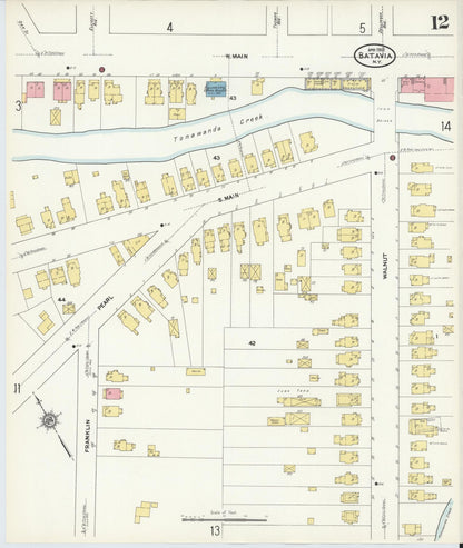 Sanborn Fire Insurance Map from Batavia, Genesee County, New York (1912), Sheet #0012 - Complete Map Set gallery image, historic Sanborn map, vintage wall art, New York New York