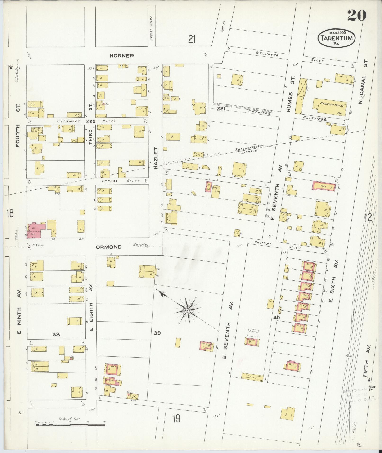Sanborn Fire Insurance Map from Tarentum, Allegheny County, Pennsylvania (1909), Sheet #0020 - Historic Sanborn Fire Insurance Map Print, vintage old map wall art, antique decor, genealogy gift, Pennsylvania Pennsylvania map