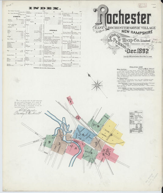 Sanborn Fire Insurance Map from Rochester, Strafford County, New Hampshire. (1892) – Historic Sanborn Fire Insurance Map Print