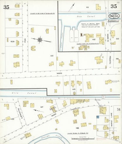 Sanborn Fire Insurance Map from Oneida, Madison County, New York (1923), Sheet #0035 - Historic Sanborn Fire Insurance Map Print, vintage old map wall art, antique decor, genealogy gift, New York New York map