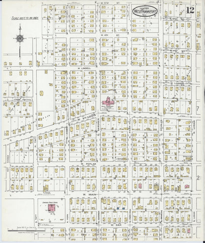 Sanborn Fire Insurance Map from West Frankfort, Franklin County, Illinois (1919), Sheet #0012 - Historic Sanborn Fire Insurance Map Print, vintage old map wall art, antique decor, genealogy gift, Illinois Illinois map